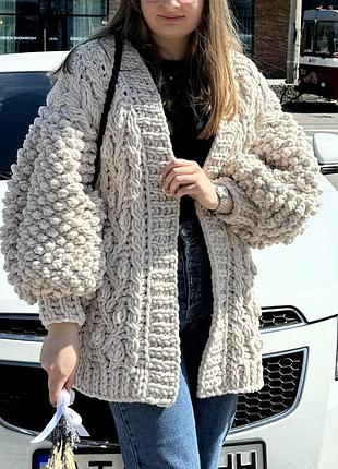 Кардиган з візерунком плюшевий ручна робота