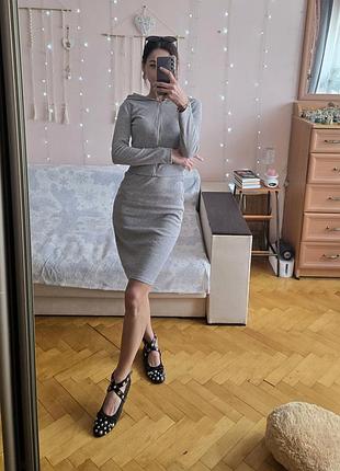 Костюм в рубчик / костюм сукня + кофтинка / плаття