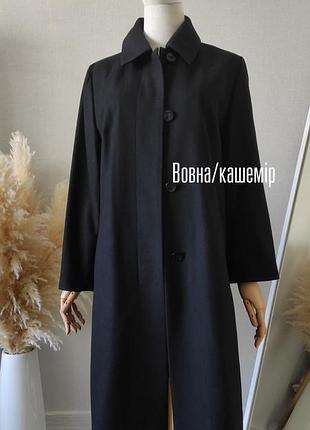 Элегантное черное пальто шерсть прямое кашемир