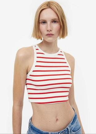 Хлопковый кроп-топ в рубчик от h&amp;m