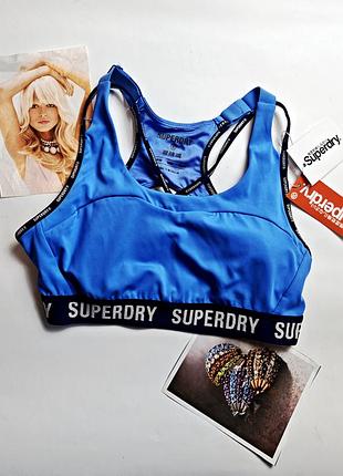 Жіночий спортивний топ (бра) від відомого британського бренда superdry у синьому кольорі розмір м