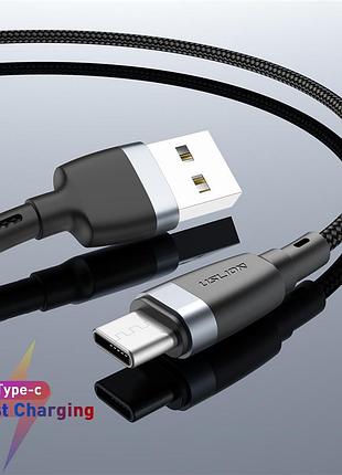 Кабель для швидкої зарядки телефону смартфона 3a uslion usb - type-c 1м зарядний провід шнур юсб на тайп с b1s