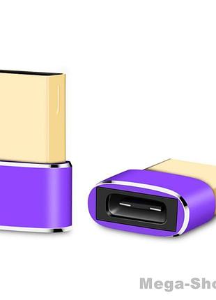 Перехідник usb male to type-c female adapter converter. адаптер typec (мама) - usb (тато) фіолетовий cv11gf
