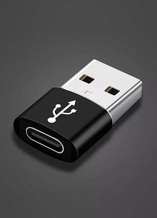 Переходник usb male to type-c female adapter converter. адаптер typec (мама) - usb (папа) wc32qs черный