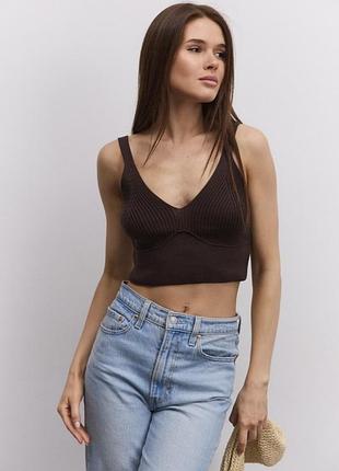 Жіночий укорочений топ zara, майка коротка зара, стильный короткий топ майка женский