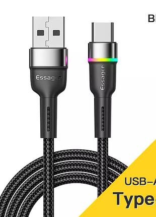 Кабель для быстрой зарядки телефона смартфона usb - type-c 0.5 метра led e5 зарядный провод шнур юсб - тайп си