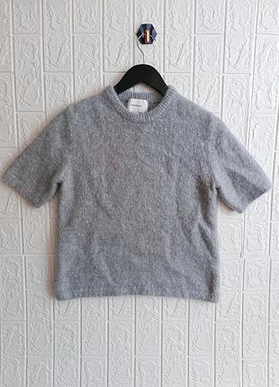 Женская кофта топ из шерсти и мохера cos x &amp; other stories wool moheir top/кофточка/на короткий рукав/джемпер/шерсть/мохер/серый/