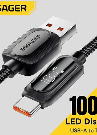 Кабель для быстрой зарядки телефона смартфона usb - type-c led 7a 1м. зарядный провод шнур юсб на тайп с we100
