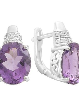 Серебряные серьги высокогокачества с натуральным аметистом 8.705ct (2189305)