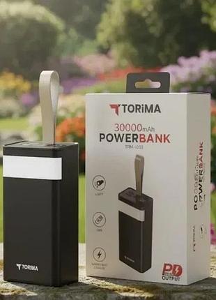 Портативный повербанк power bank torima trm-1033 на 30000 mah led-дисплей быстрая зарядка