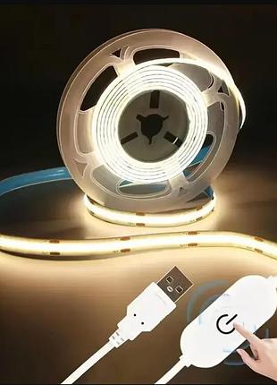 Светодиодная лента usb, 5 метров, умеренный неяркий свет, с сенсором, димером.