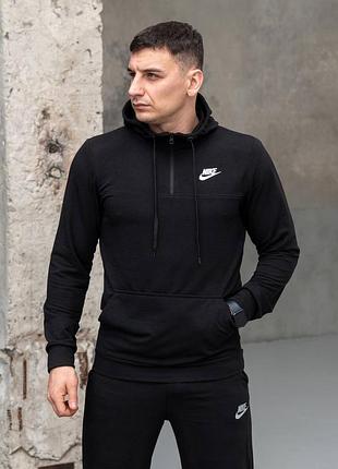 Спортивний костюм nike чоловічий чорний на застібці короткій весна-літо кофта + штани