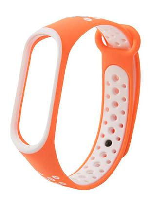Сменные двухцветные ремешки для xiaomi mi band 5 оранжево-серый