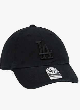Кепка la чорна 47 brand clean up – бейсболка los angeles з вигнутим козирком, регульована унісекс