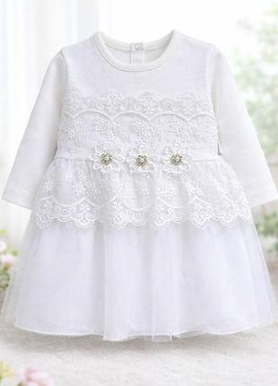 Біле ошатне плаття для дівчинки туреччина 62-68 см