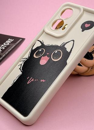 Чехол для motorola edge 50 fusion с рисунком котенка силиконовый противоударный матовый женский черный кот