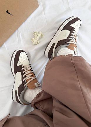 Кроссовки женские nike sb dunk low white brown beige