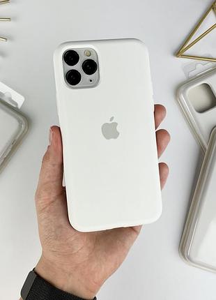Силиконовый чехол на айфон 11 про макс с закрытым низом | iphone 11 pro max белый (9)