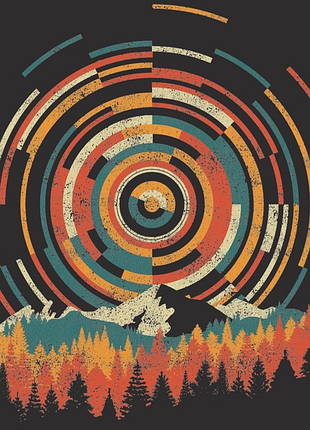 Дизайнерское настенное панно, гобелен the geometry of sunrise геометрия восхода солнца