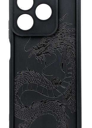 Чехол shock case print для телефона realme c61(rmx3939, rmx3930) бампер силиконовый черный с рисунком дракон