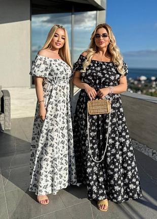 Жіноча довга сукня у квітковий принт 🌸