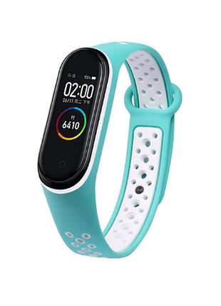 Сменные двухцветные ремешки для xiaomi mi band 3 бело-голубой