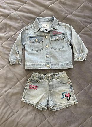 Джинсовый костюм zara mickey mouse 2-3 года 92 размер микки оригинал