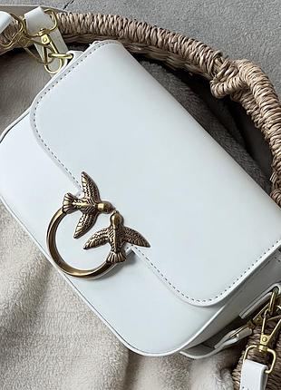 Модная женская сумка повседневная белого цвета love box bag pinko удобная маленькая элегантная сумочка через плечо пинко