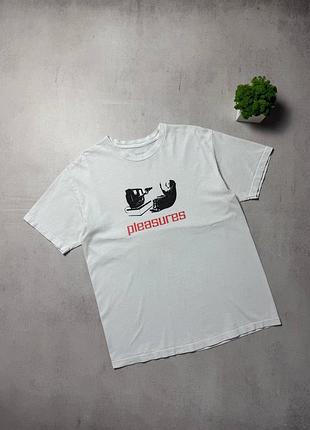 Футболка біла чоловіча pleasures big logo оригінал supreme stussy