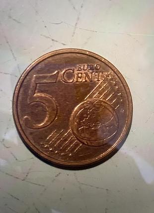Монета 5 євро цент  італія 2002 року