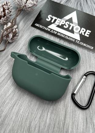 Чохол силіконовий для apple airpods pro 2 з карабіном протиударний зелений (dark green)