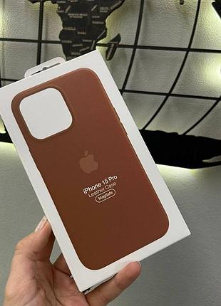 Кожаный чехол с микрофиброй та magsafe для iphone 15 pro,чехол-бампер leather magsafe для айфон 15 про (цвет: коричневый)