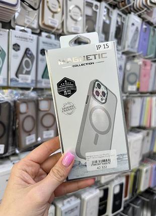 Чехол-накладка space magsafe iphone 15,чехол прозрачный с магсейфом для телефона айфон 15 (серый)