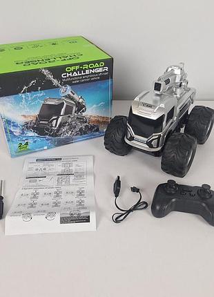 Радиоуправляемый грузовик-амфибия jjrc q226 1:12 2.4g 4wd с функцией распыления воды, светодиодной подсветкой серый-колор