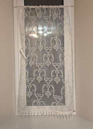 Фіранка з бахромою 65х118 см на віконну стулку lumelle provence, 1 шт., молочна органза (12_9ф)