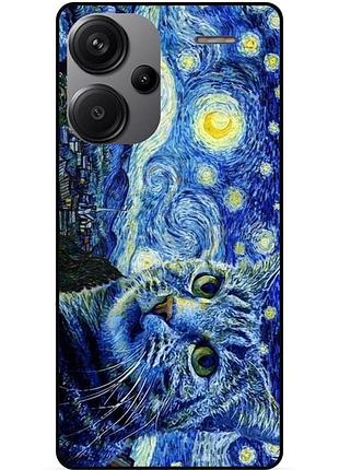 Чехол силиконовый бампер для xiaomi redmi note 13 pro plus 5g с рисунком кошечка звездная ночь ван гог