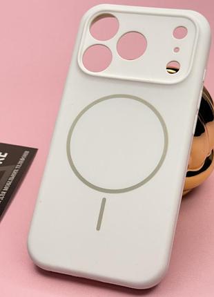 Чохол для iphone 17 pro silicon case magsafe силіконовий закрита камера з мікрофіброю закритим низом білий (white)