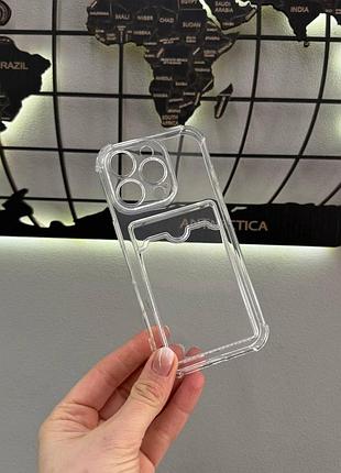Прозрачный чехол с кармашком для iphone 16 pro,качественный прозрачный чехол на айфон 16 про