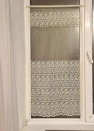 Занавеска на створку окна firanka mini flowers 60х110см молочная (10_1ф)