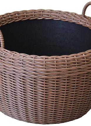 Корзина большая для дров плетеная (дровница) из ротанга ручной работы. 60 литров молочный шоколад