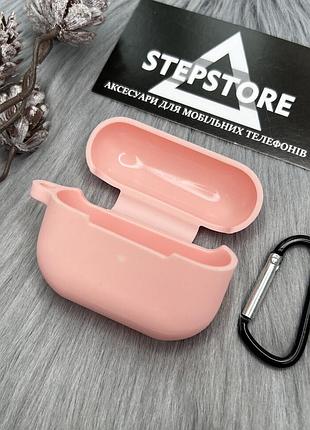 Чохол силіконовий для apple airpods pro 2 з карабіном протиударний рожевий (pink)