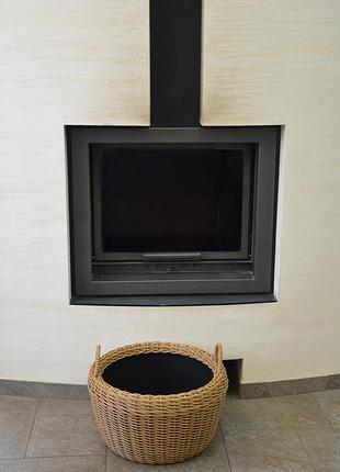 Корзина для дров плетеная (дровница) из искусственного ротанга ручной работы. цвет дерево. 45 литров