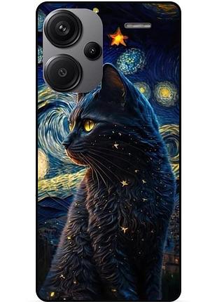 Силіконовий бампер чохол для xiaomi redmi note 13 pro plus 5g з малюнком кішка ван гог зіркова ніч