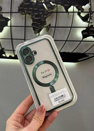 Чохол з закритою камерою для айфон 16 з magsafe ,чохол із підтримкою magsafe для iphone 16 (зелений)