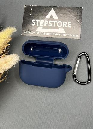 Чохол силіконовий для apple airpods pro 2 з карабіном протиударний 2. темно-синій