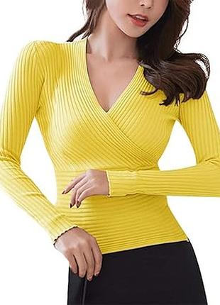 Желтый лонгслив - резинка на запах. / l- xl/ brend ashley brooke