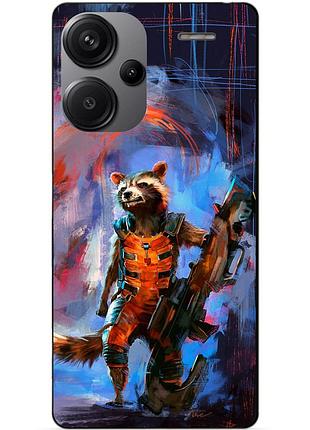 Чехол силиконовый бампер для xiaomi redmi note 13 pro plus 5g с рисунком енот ракета стражи галактики