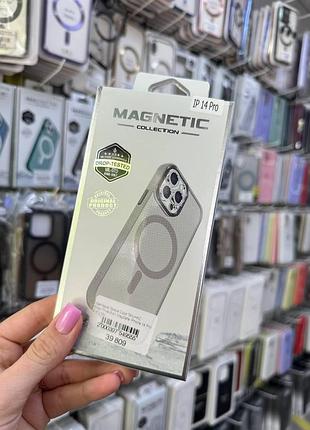Чехол-накладка space magsafe iphone 14 pro,чехол прозрачный с магсейфом для телефона айфон 14 про (серый)