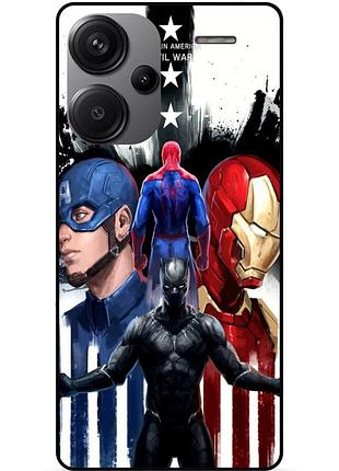 Чехол силиконовый бампер для xiaomi redmi note 13 pro plus 5g с рисунком marvel марвел человек паук