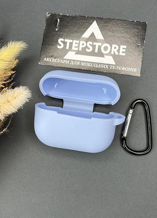 Чохол силіконовий для apple airpods pro 2 з карабіном протиударний 4. блакитний (lilac)